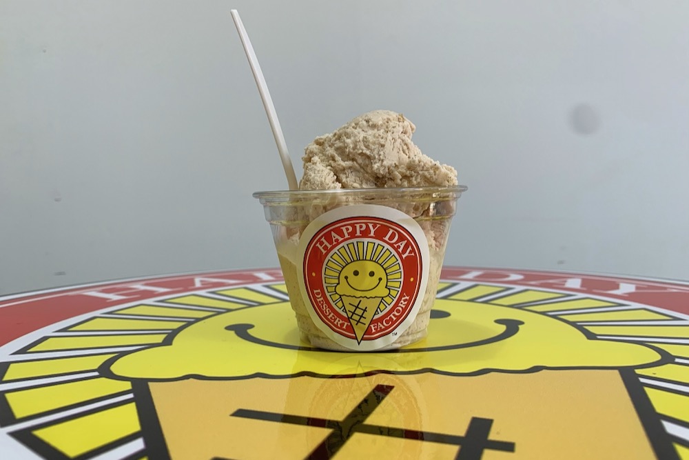 vanilla ice cream sundae far off